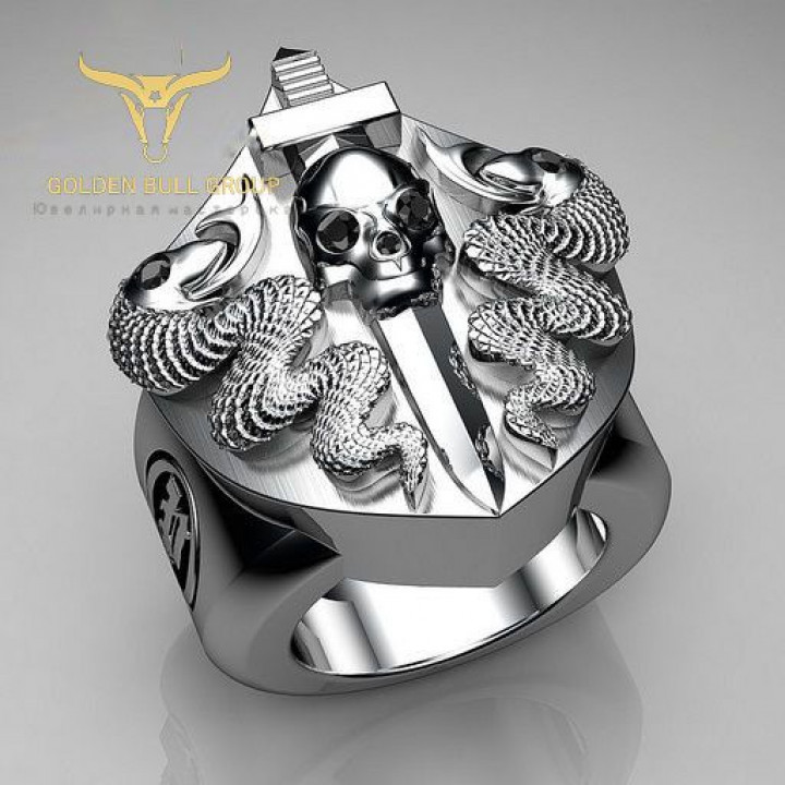 Перстень "Меч и Череп" с бриллиантами  GB-48